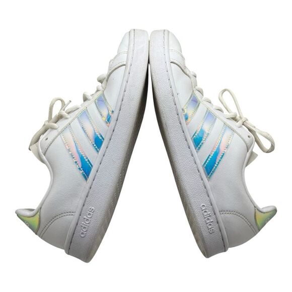 adidas White Athletic Shoes with Multicolor Stripes - Picture 4 of 13